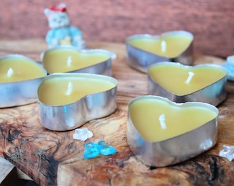 Heart Tealight Candles 100% Pure Beeswax Hand Poured in UK Handmade Unscented Natural