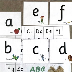 小文字の大きなA6アルファベットフラッシュカード単語と絵+ABC文字マット学習