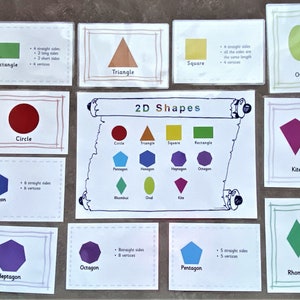 2D Formen Doppelseitige Flashcards Große A6 Lern lern für Schüler, EYFS, KS1