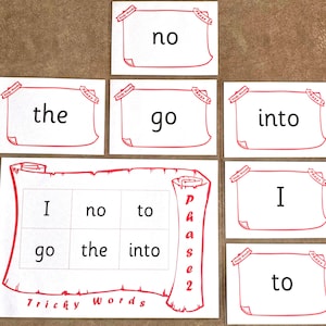 Schlüssel Tricky Words alle Phasen Große A6 Lernkarten EYFS KS1 + A4 Passepartout Früherziehung