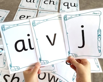 Phase3 Phonics Large A6 Flash Cards Sounds Digraphs + A4 Mat EYFS Home Schooling Early Learning