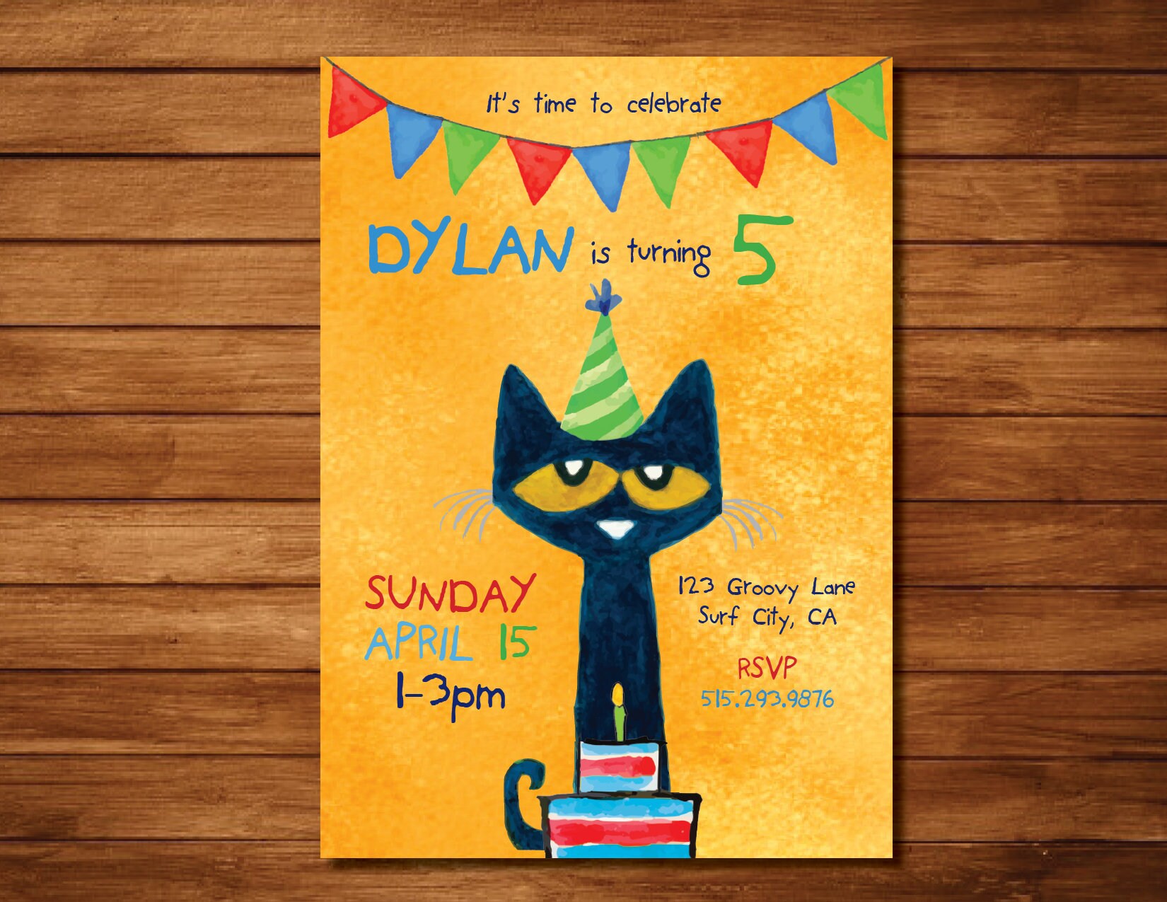 Cat Birthday Invitations
 Custom Pete the Cat Birthday Invitation PRINTABLE DIGITAL