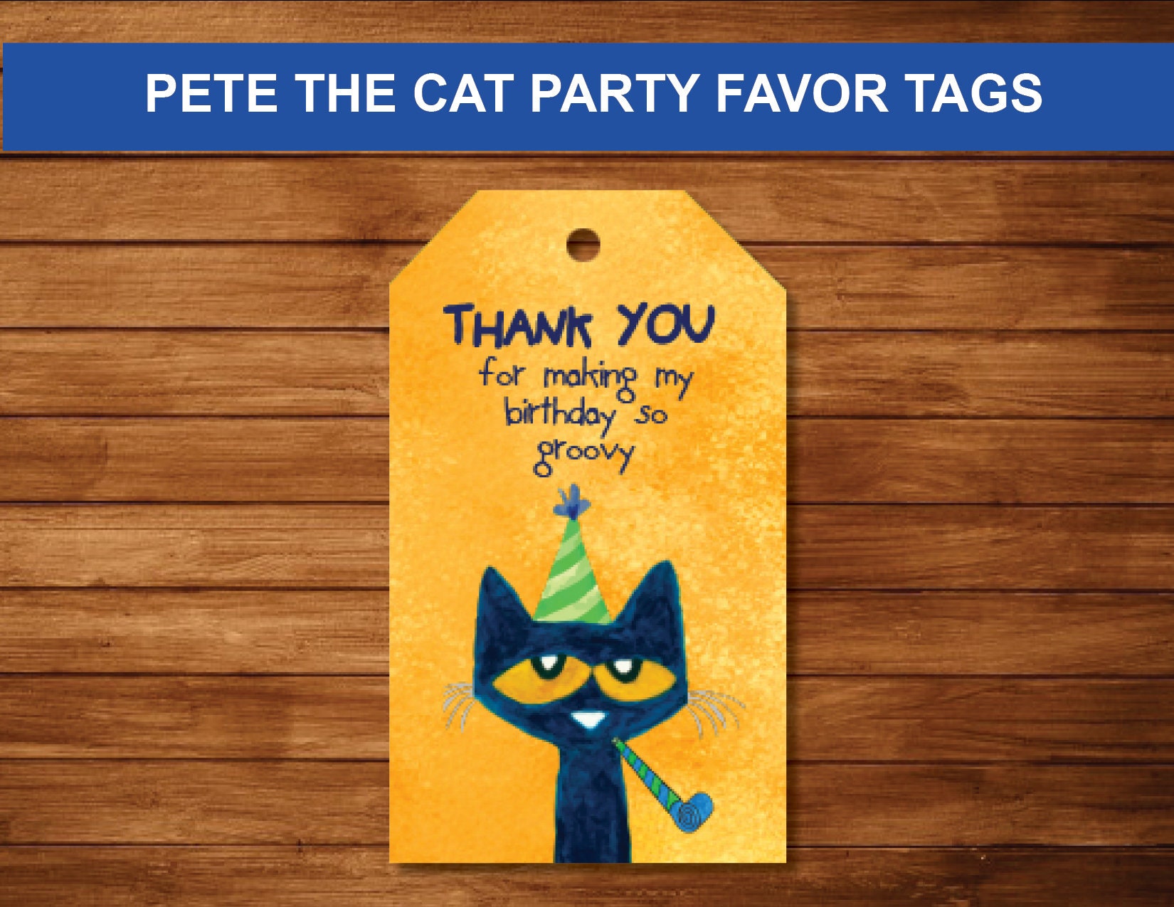 Pete the Cat Birthday Favor Tags PRINTABLE DIGITAL DOWNLOAD
