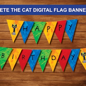 Pete the Cat Geburtstags-Flagge Banner DRUCKBARE DIGITALE DOWNLOAD