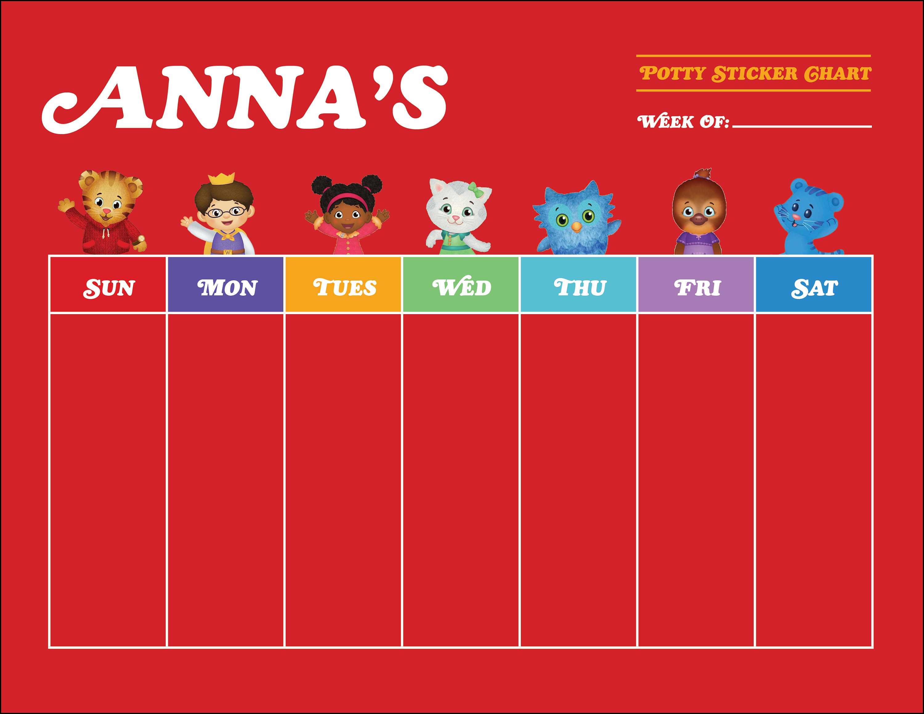Daniel Tiger Potty Chart Printable
