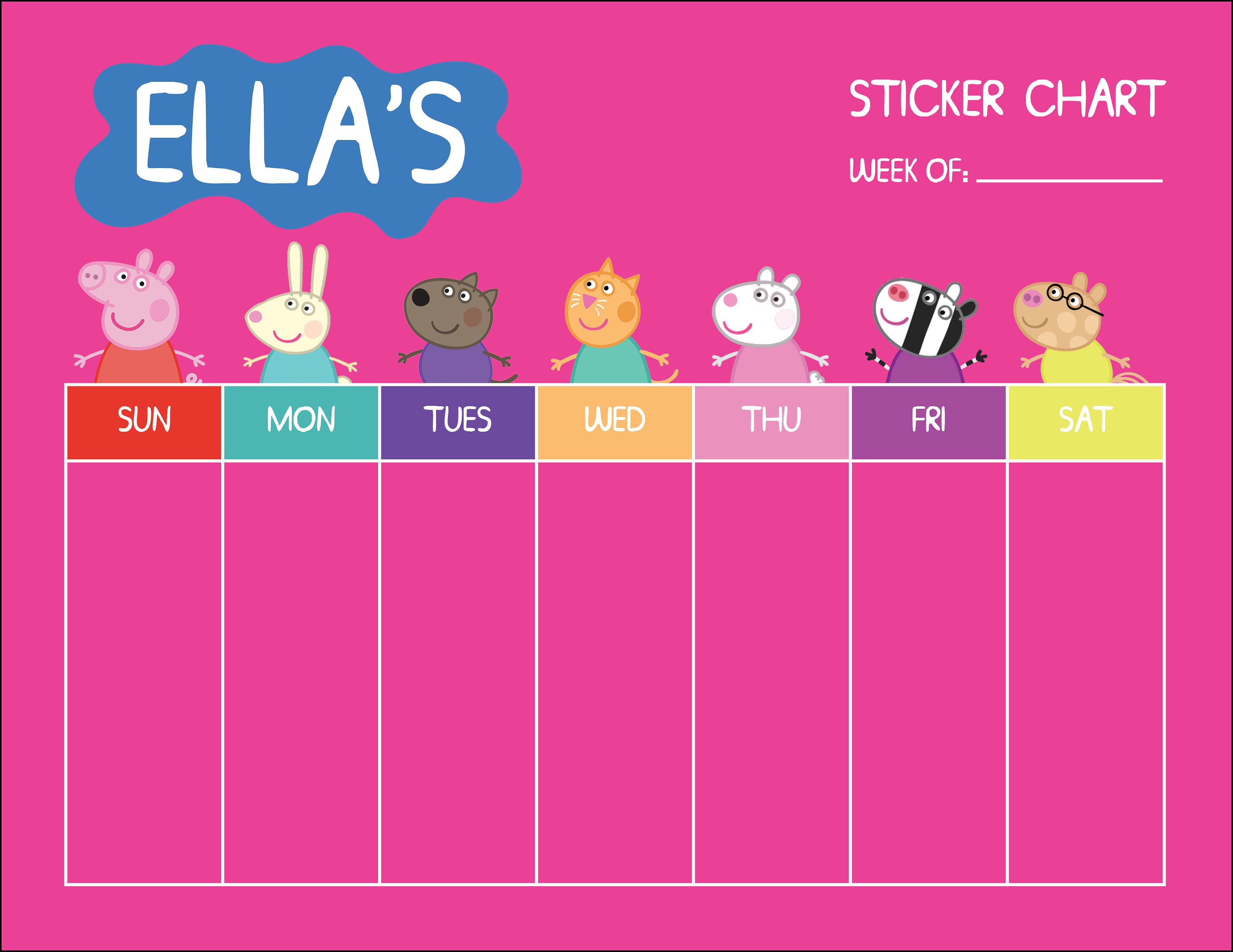 Custom Peppa Pig Reward Sticker Chart for Potty Training - Etsy