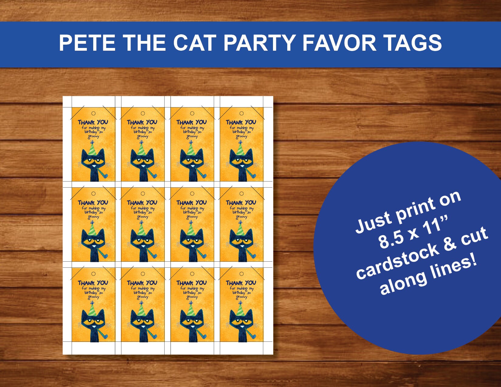 Pete the Cat Birthday Favor Tags PRINTABLE DIGITAL DOWNLOAD - Etsy pete-the-cat-birthday-favor-tags-printable-digital-download-etsy