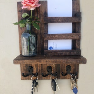 Letter and Key Holder Walnut Stain