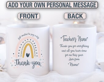 Teacher Mug Blue Customise with Name Personalised Thank You Gift Teacher Mug Blue Customise with Name Personalised Thank You Gift