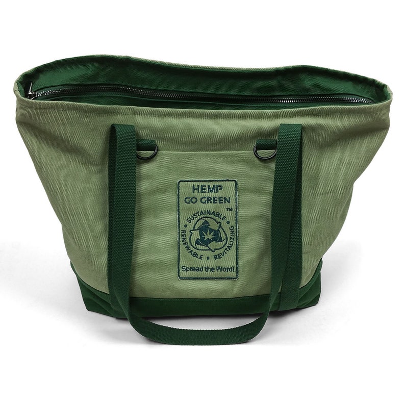 20 oz Hemp Canvas Designed and Constructed to Last Hemp Go Green\u00ae 100/% Hemp Canvas Heavy-Duty Zippered Tote Bag Hemp Canvas EDC Bag