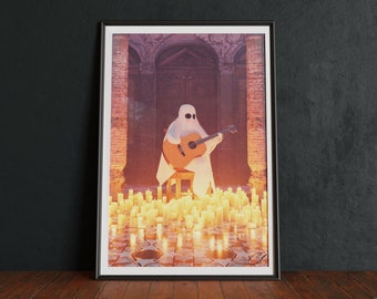 Spooky Ghost Print: Greenhouse Vigil, Halloween Art