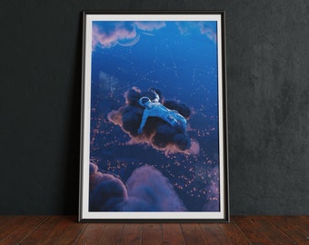 Stampa artistica di Astronaut Cloud Dream: poster di fantascienza Vaporwave