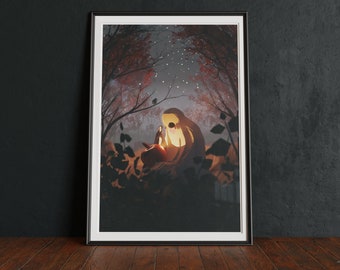 Ghost Pumpkin Carving | Halloween | Ghost Art | Autumn | Jack O Lantern Illustration | Cottagecore Artwork