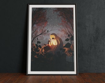 Spookpompoensnijwerk | Halloween | Spookkunst | Herfst | Jack O Lantern-illustratie | Cottagecore-kunstwerk