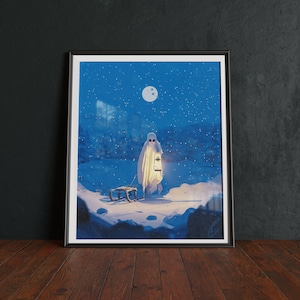 Ghost Snow Day Art Print: Cozy Winter Illustration