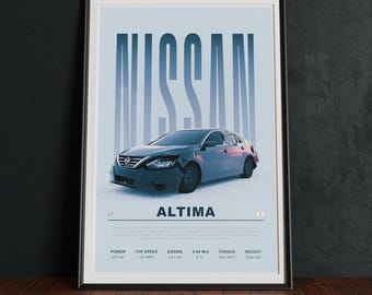 Nissan Altima Print - Temp Tag Driver Poster - Wrecked Car Print