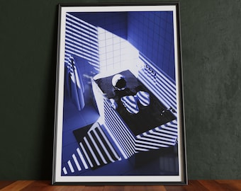Astronaut Bathtub Art Print: Surreal Noir Sci-Fi Poster