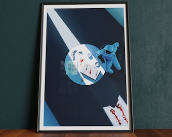 Surreal Astronaut Art Print: Vaporwave Sci-Fi Poster