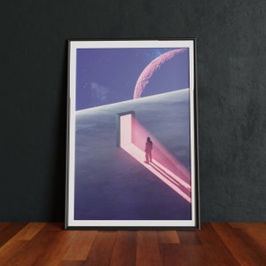 Night Shift | Surreal Vaporwave Poster Print | Retro Sci-Fi Art | Retro Art| Scifi Poster | Vintage Art | Scifi Art