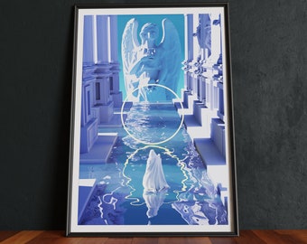 Póster surrealista de ciencia ficción: Impresión artística de arquitectura vaporwave