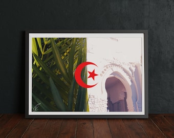 Algeria Flag Art Print, No AI, الجزائر, Algeirs, Flag Illustration