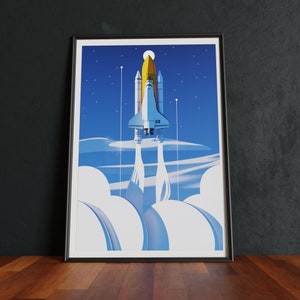 Liftoff | NASA-raketaffisch | Sci-Fi-tryck | Originalkonstverk