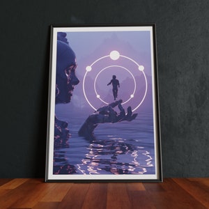 La Dama del Lago / Impresión de póster surrealista de Vaporwave / Ciencia ficción, Obra de arte original / Póster de ciencia ficción
