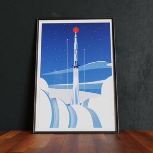 Hacia la estratosfera / Impresión de póster de cohete de la NASA / Impresión de ciencia ficción / Obra de arte original