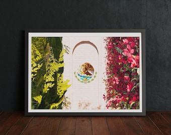 Mexican Flag Botanical Illustration Print, Native Plants Bougainvillea Art