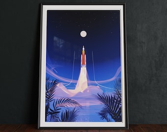 Artemis II | NASA Rocket Poster Print | Scientific Illustration | Original