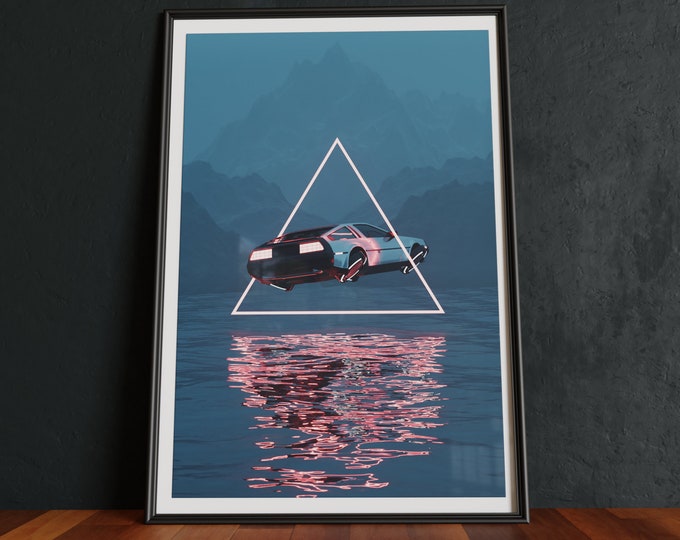 Delorean | Surreal Vaporwave Poster Print | SciFi, Original Artwork | Back to the Future | GTA Art