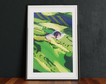 Patchwork Quilt Fine Art Print: Cottagecore Relaxing Artwork