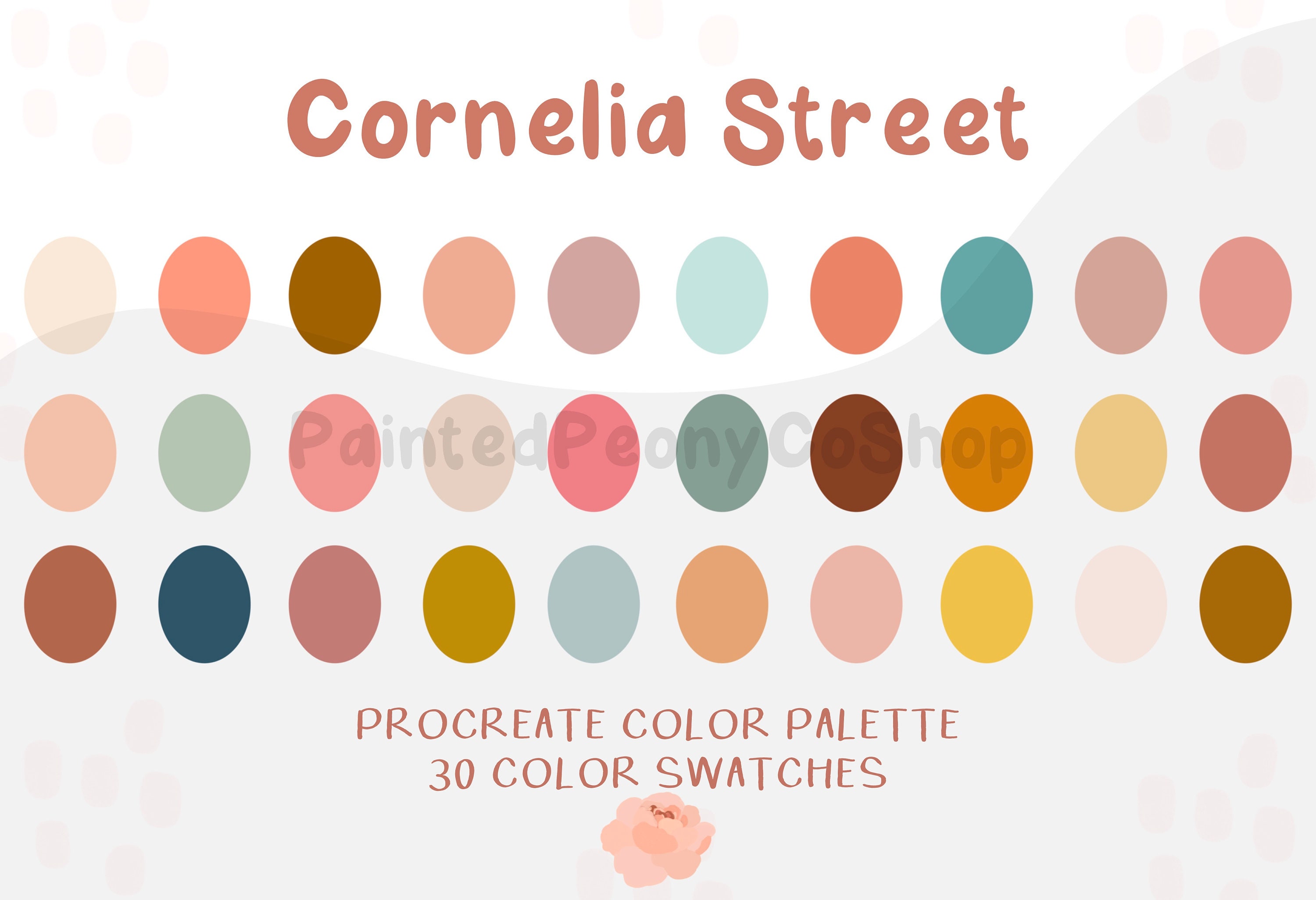Cornelia Street Procreate Color Palette – 30 Handpicked Digital Swatches by Painted Peony Co
