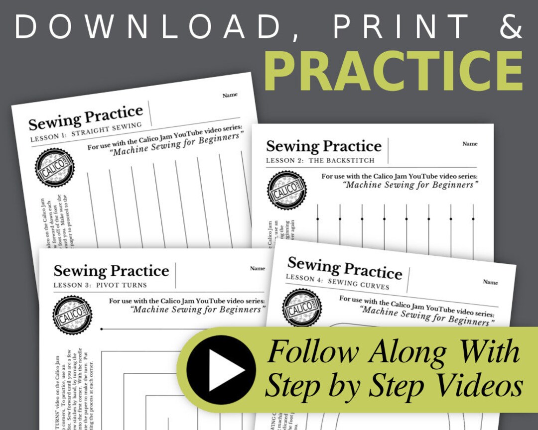 Sewing Practice Sheets Etsy