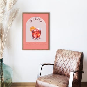Negroni Cocktail Digital Downloadable Print, Cocktail Wall Art, Bar Cart Decor, Bar Decor, Cocktail Wall Art