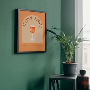 Aperol Spritz Digital Download Printable Wall Art, Dekoracja ścienna koktajlowa, Dekoracja wózka barowego, Wystrój domu, Plik cyfrowy, Do wydrukowania