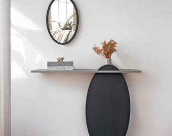 Orion Lacquer Grey Console with Mirror
