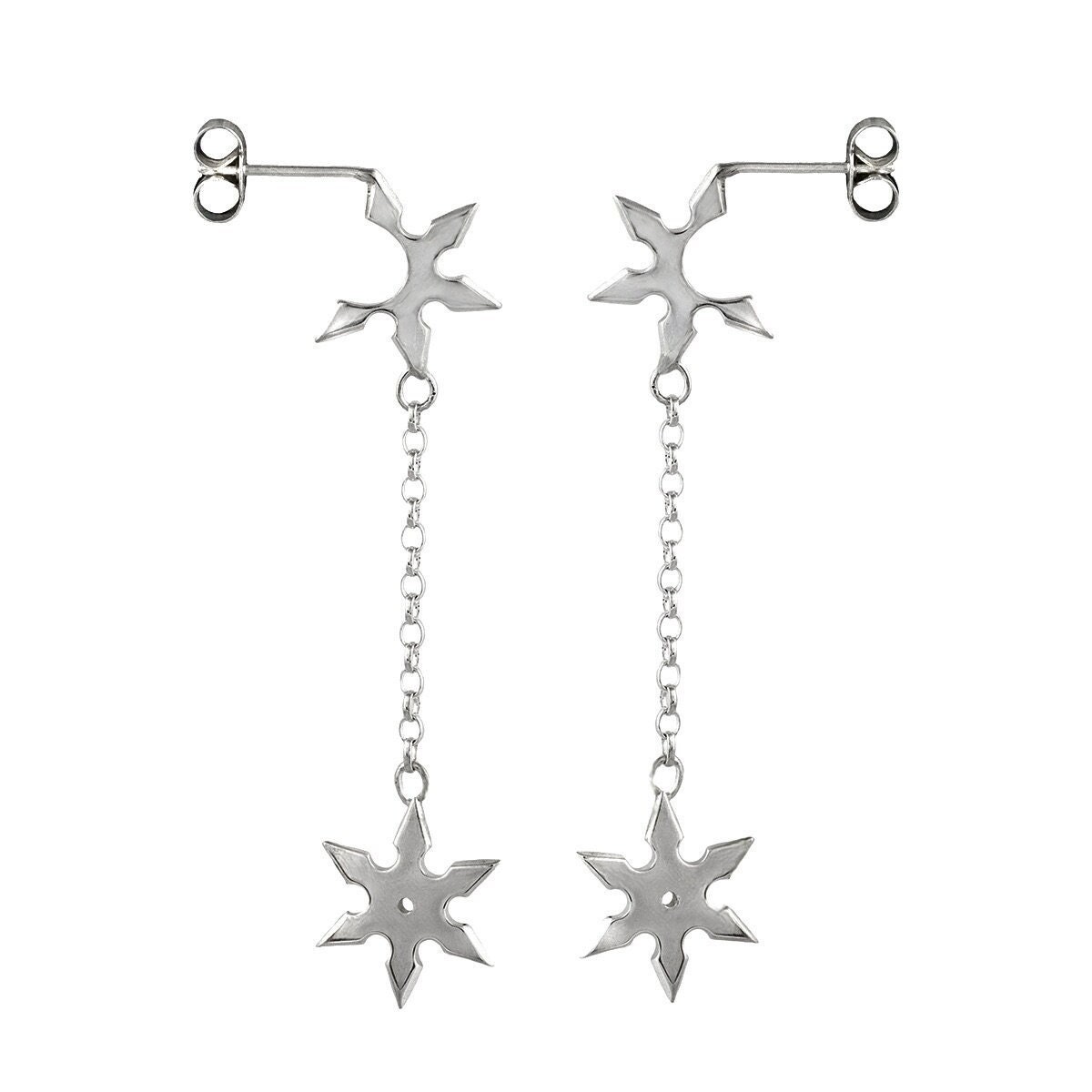 Ninja Star shuriken Earrings. Handcrafted in Sterling Silver Etsy