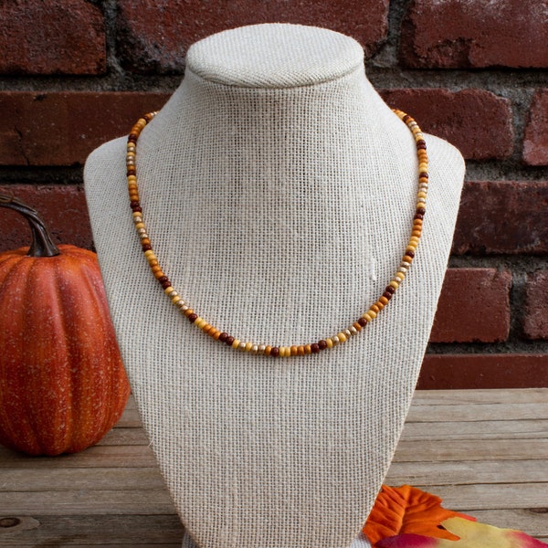 Fall and Autumn Bohemian 6/0 Glass Seed Bead Necklace Orange Beads Brown Beads Hippie Jewelry Minimal Necklace Boho Bead Necklace Style