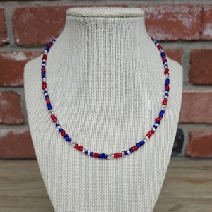 Minimalist 4th of July 6/0 Glass Seed Bead Necklace Independence Day Necklace Red White Blue Necklace July 4th Jewelry Patriotic Necklace