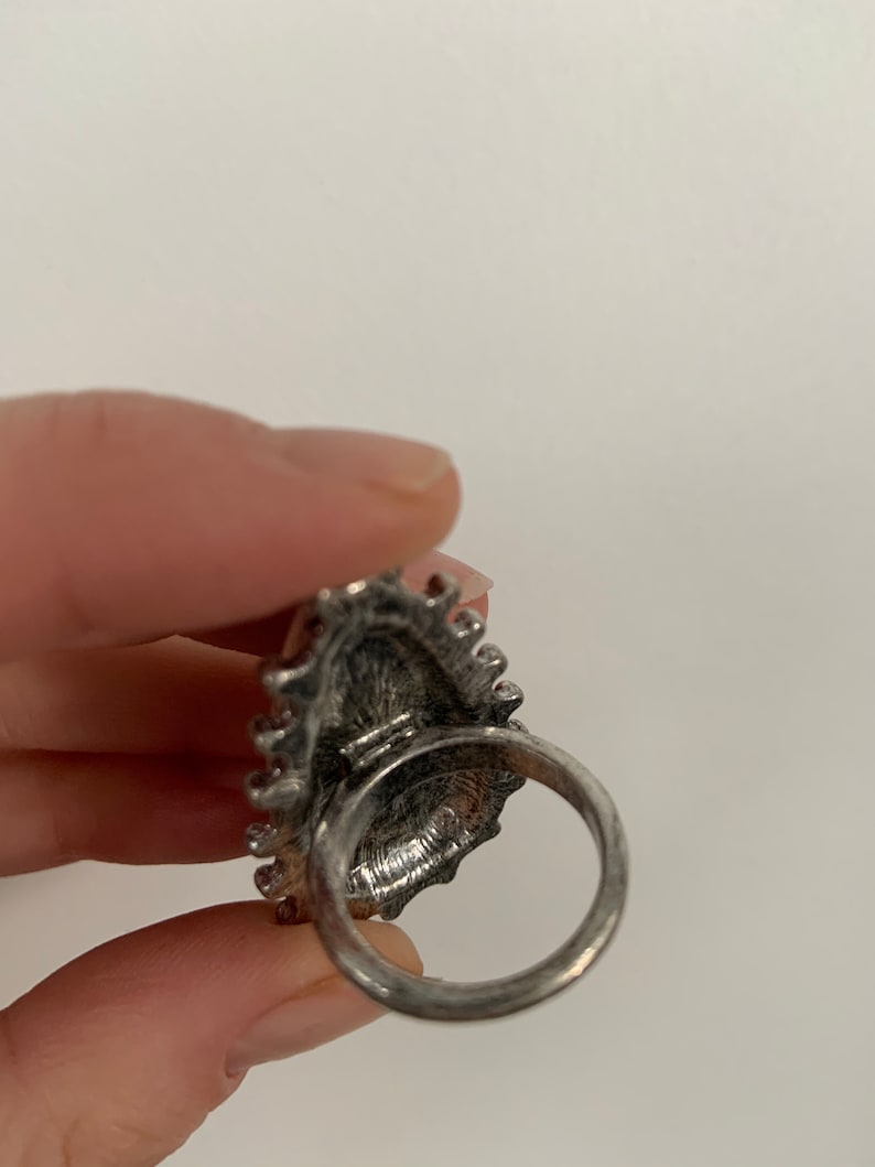 Silver Costume Jewelry Teal Teardrop Stone Hippie Ring