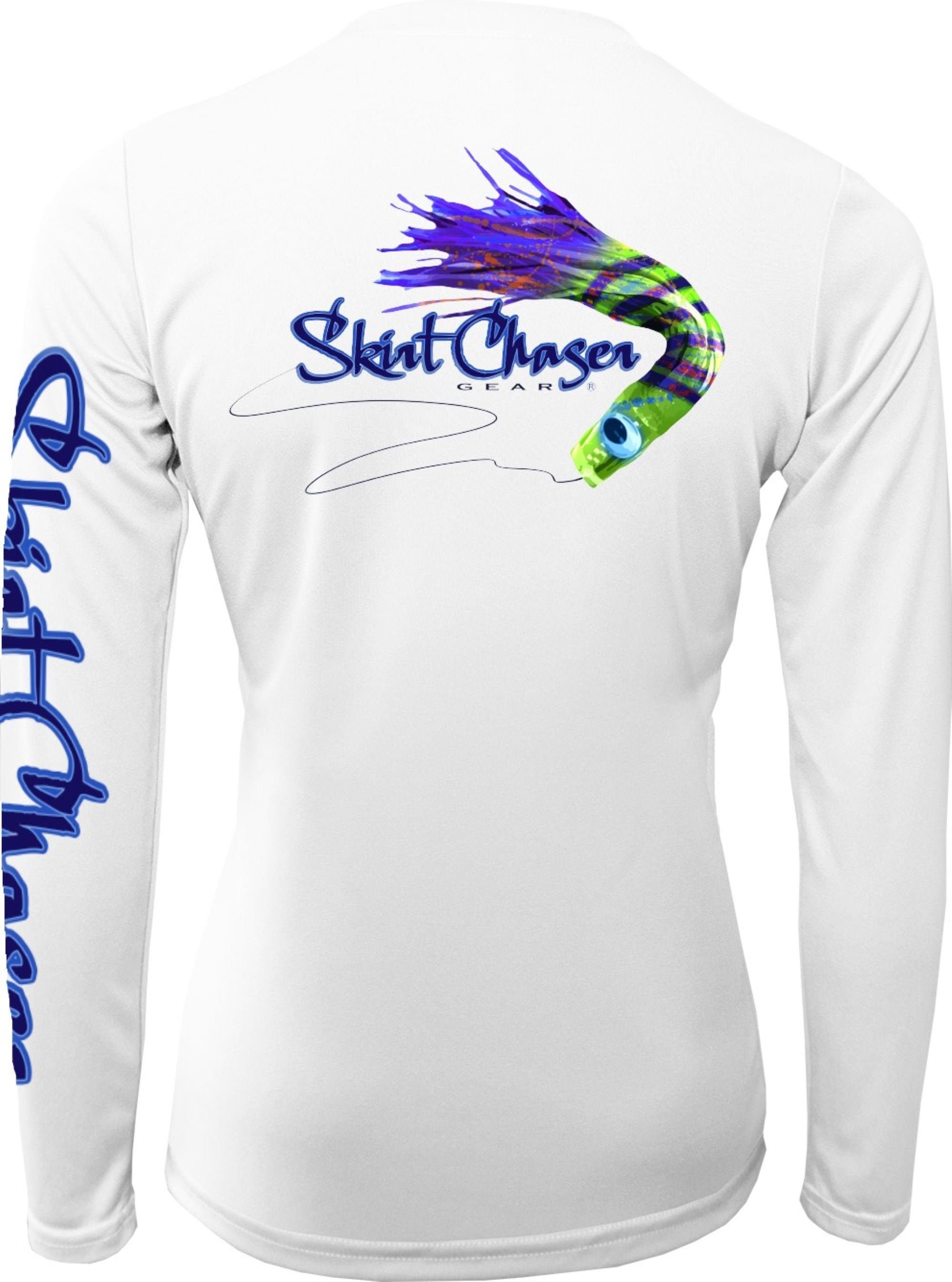 Women's White Purple Passion UPF 50 Microfiber Performance Fishing Shirt by  Skirt Chaser Gear 