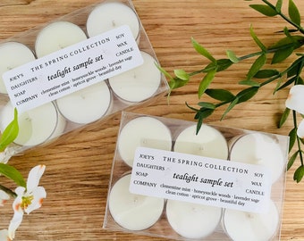 Tealight Sample Set/Spring Collection/6-Pk Tealights/All Natural Soy Candles