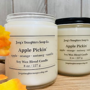 Apple Pickin' Soy Candle/Soy Blend Candle/Apple Scented Candle/Apple Harvest/Fall Candle/Jar Candle
