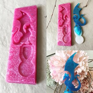 Exceptional silicone mold for epoxy resin resin shopping cart solver dragon with knight's shield shape 12 cm length