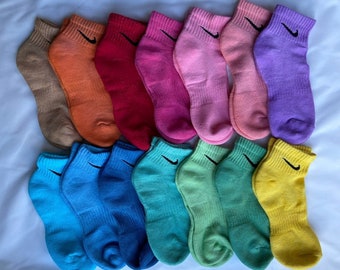 Block colour Nike socks sports crew socks, quarter ankle style solid dyed Nike adult and kids socks custom dyed tie dye