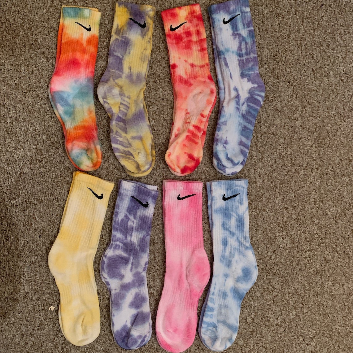 Tie dye Nike socks sports crew style and quarter ankle Etsy