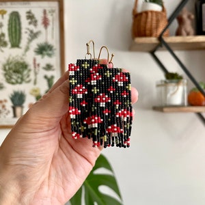 Pendientes colgantes con cuentas de hongo: cuentas Miyuki Delica