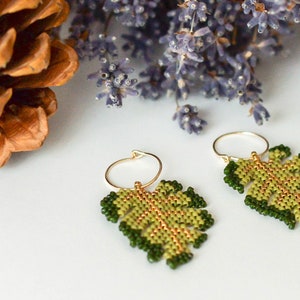 Monstera deliciosa, Swiss cheese plant Miyuki beaded earrings, floral earrings, leaf earrings, botanical earrings, green leaf earrings image 8