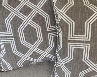 Decorative Designer Pillow | Taupe Geometric Design